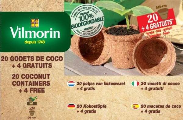 Accessoires pour semer - Godet Coco Rond - 6 cm (x20) +4 Offerts - PACKAGING_RECTO